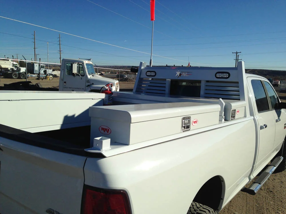 Headache rack installed on a pickup bed